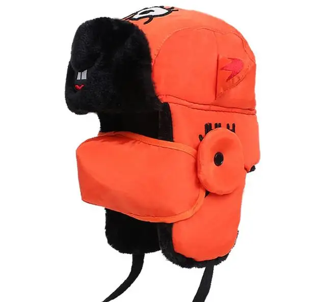 kids orange Который в душе родителей детей взрослых мультфильм бомбера шляпа Милая маска зимние наушники шапка для мальчиков и девочек Искусственный мех русский шлем летчика - Цвет: kids orange