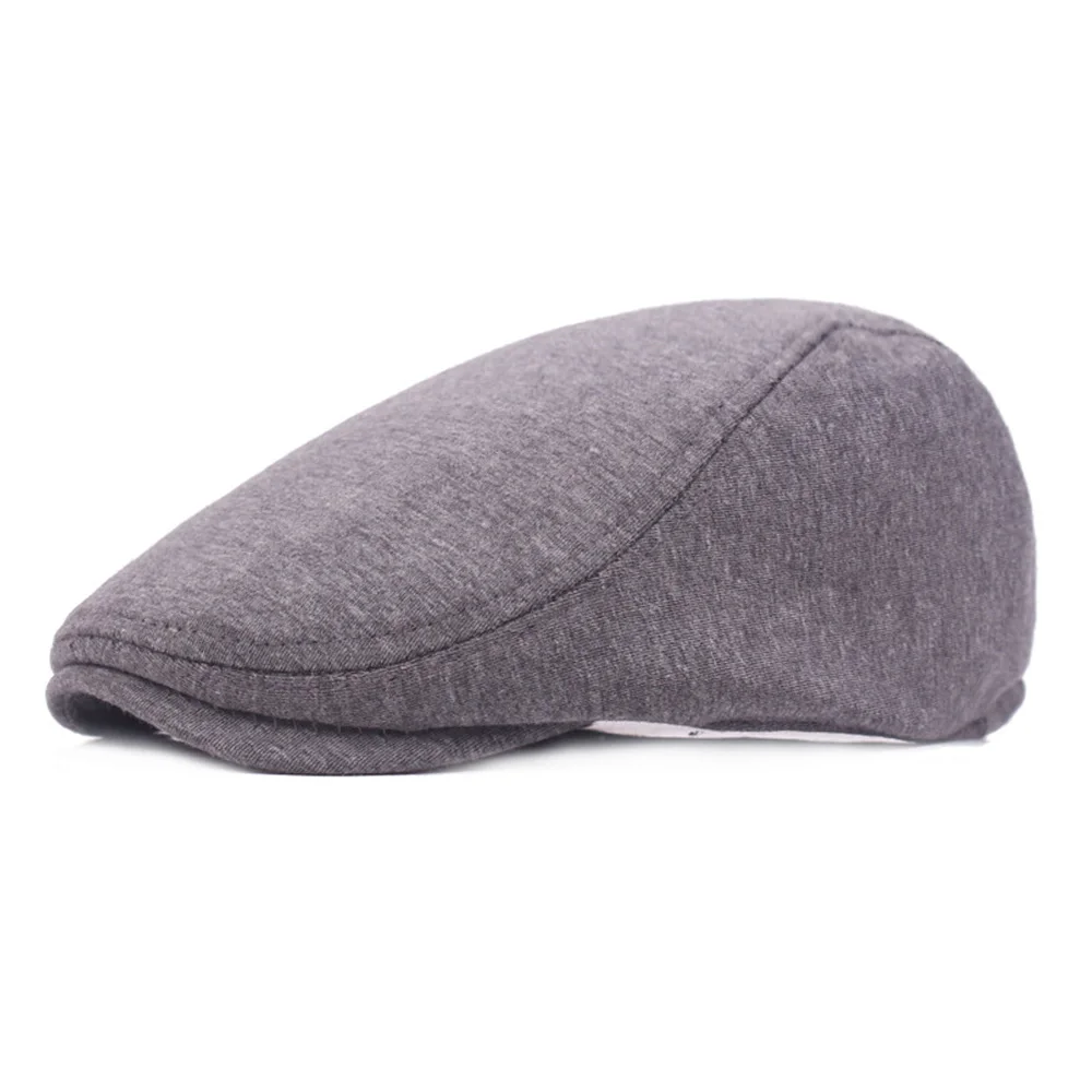 Dark Gray Мужская классическая шляпа, одноцветная хлопковая плоская шляпа для вождения, газетный берет, Кепка для гольфа, HATCS0347 - Цвет: Dark Gray