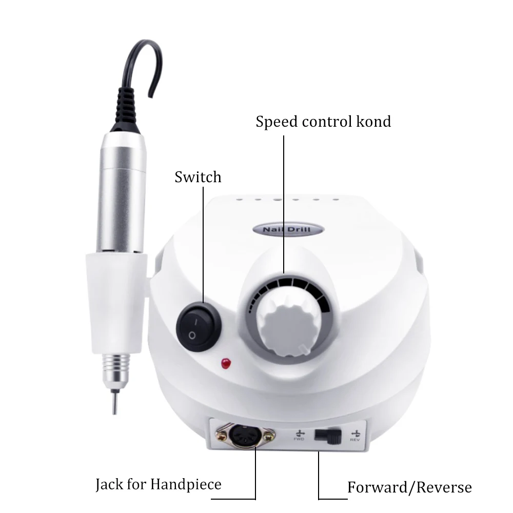 Электрическая маникюрная педикюрная машина с насадками для сверления, полировки и обработки ногтей на 35000 об/мин.
