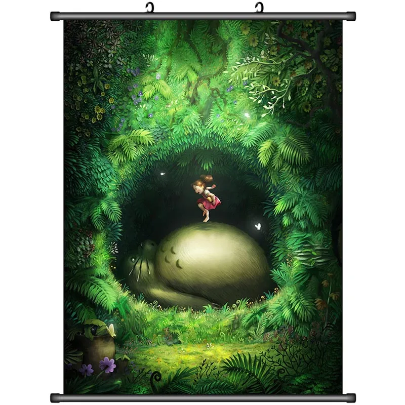 

Anime Tonari no Totoro My Neighbor Totoro Satsuki Kusakabe & Mei & Tatsuo Home Decor Wall Scroll Poster Decorative Pictures