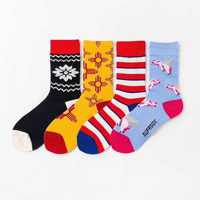 20 пар Ретро сплайсинга креативные sox fun Летающие Свиньи мужские индивидуальные