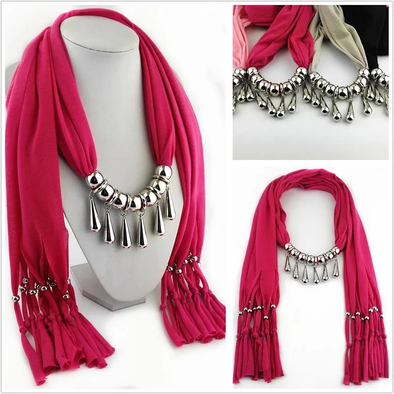 RUNMEIFA Pendants Necklaces Scarf Trendy Alloy Pendant Women Five Water Drop Form Tassel Long Accessories | Украшения и
