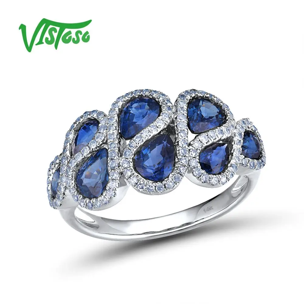 VISTOSO 14 K кольца из белого золота для женщин подлинные сверкающие бриллианты