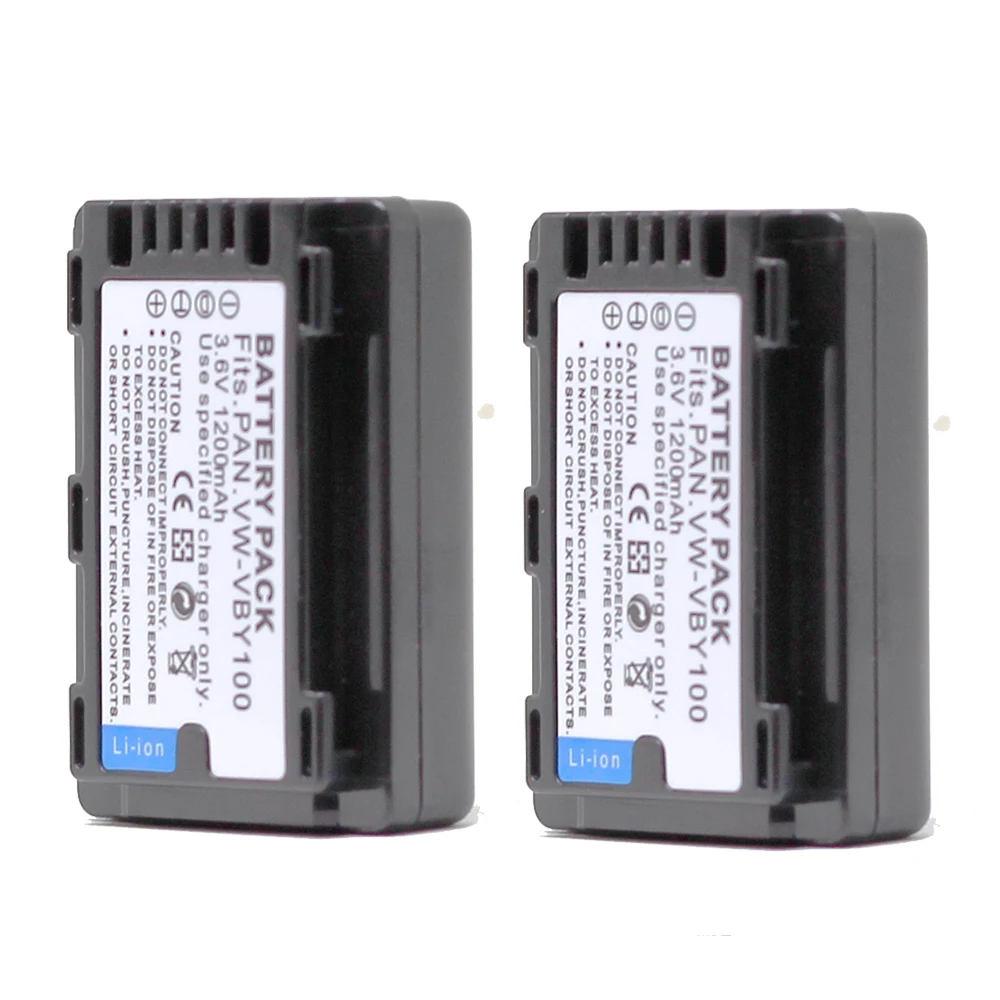 2 шт. аккумулятор для камеры VW VBY100 1200 ма/ч Panasonic HC V130 V130K |Цифровые аккумуляторы| |