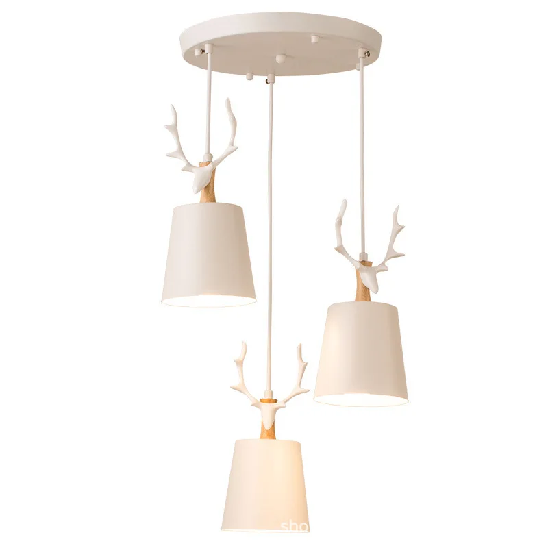 

Nordic Modern Creative Pendant Lights Bedroom Warm Cute Pendant Lamp Restaurant Bar Decor Hanging Light Deer Black White 3Lights