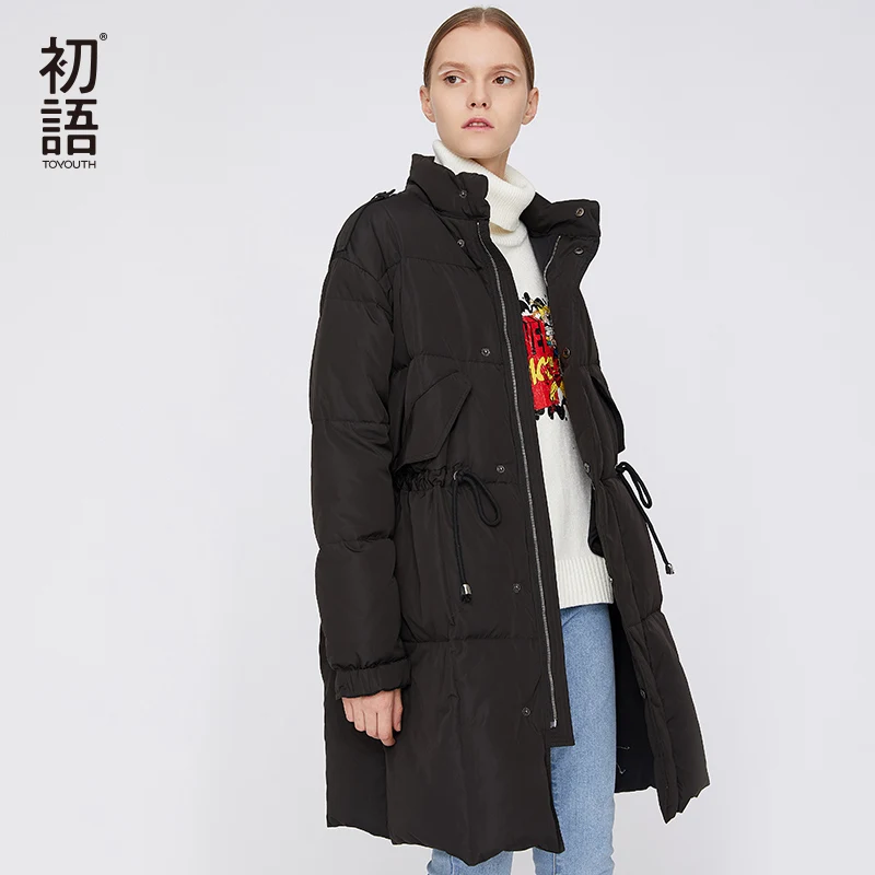 Toyouth Women Duck Down Winter Coat Warm Puffer Coat Ladies Down Filled Coat Thickening Mujer Snow Casual Outerwear - Цвет: Black