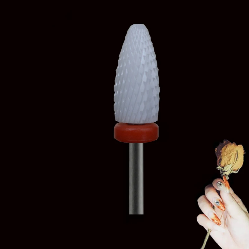 

White Ceramic Nail Drill Bit - Flame Bit - F
