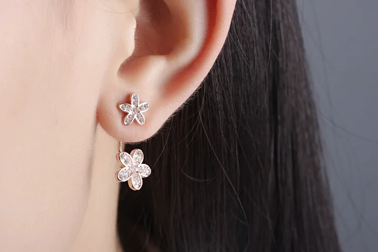 Женские серьги гвоздики из серебра 2017 пробы с фианитом|silver stud earrings|sterling silver