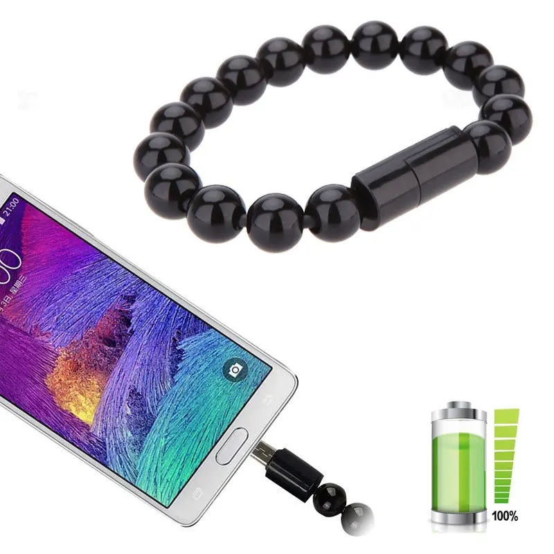 Kuyia USB кабель бусы браслет для iPhone X 8 7 6s 6 Plus 5 5s Micro шнур Type C зарядный Android (5