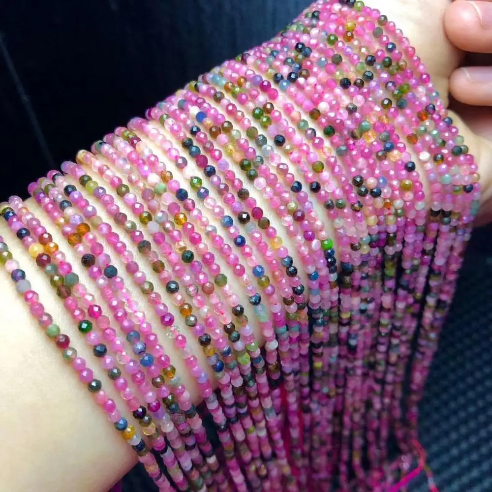 Натуральные многоцветные бразильские турмалиновые Свободные Круглые бусины 3 мм