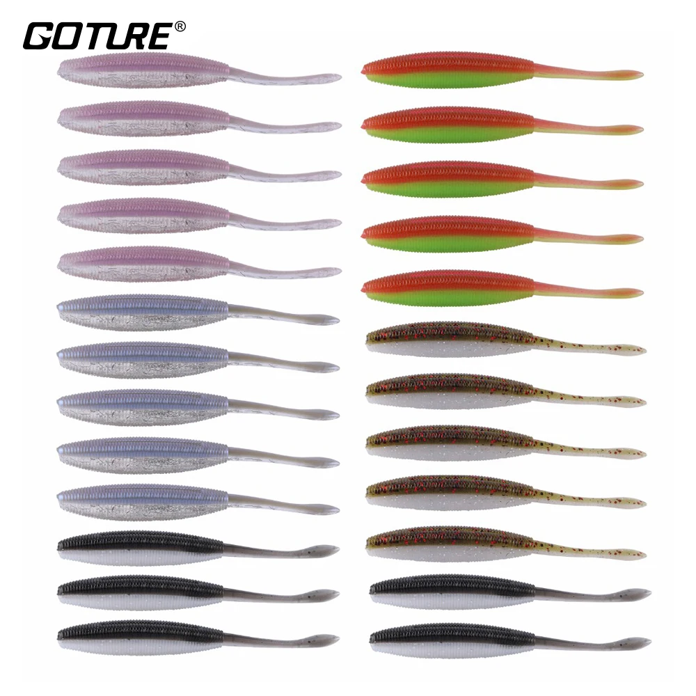 

Goture 25PCS/LOT Soft Lure 9.5cm 4.7g Fishing Lure For Bass Snakehead Shrimp Smell Wobbler Silicone Soft Bait Artificial Bait