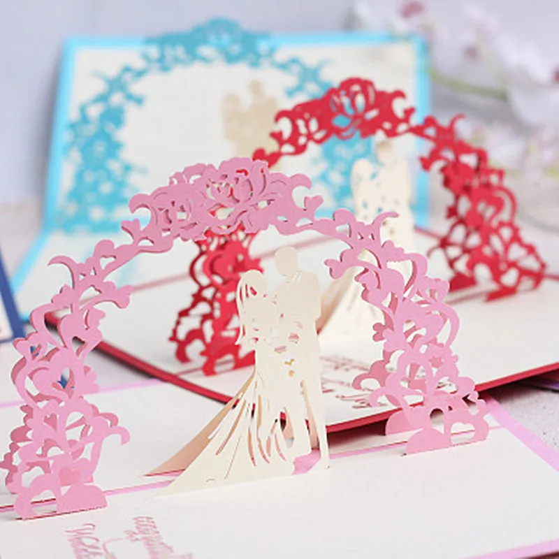 3D Pop Up Romantic Wedding Invitations Valentines Day/anniversary Postcards Greeting Card Laser Cut Handmade Party Supplies | Дом и сад