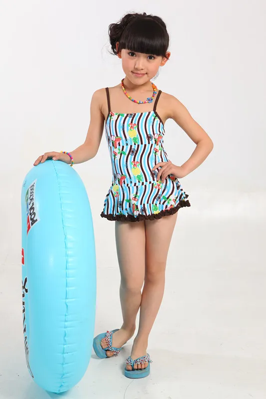 Free Shipping Imported blue stripe kids/girls polyester bikinis set push up kids swimwear for girls |