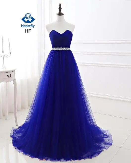 Синий ANGELSBRIDEP Vestido длинное вечернее платье модное платье с v-образным вырезом и кристаллами на талии из тюля vestido de festa Формальное вечернее платье - Цвет: Синий