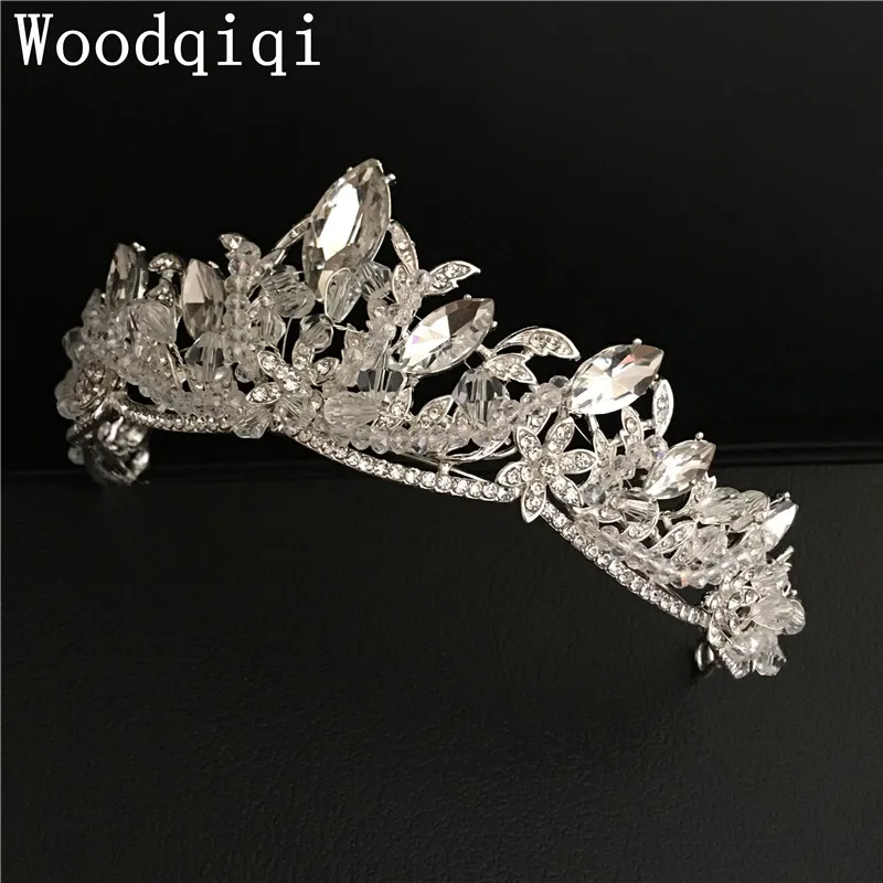 Woodqiqi Full rhinestone Tiaras Bride Crown Wedding Hair Jewelry Diadem Mariage Bijoux Coroa corona oro tiaras menina | Украшения и