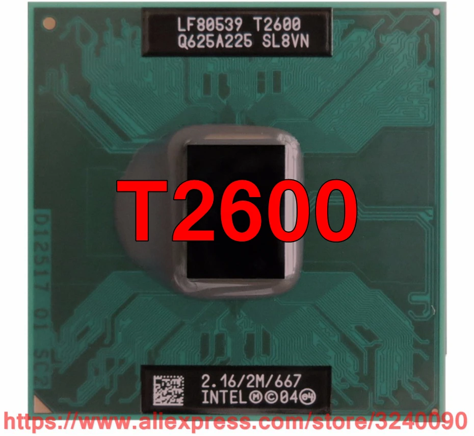 Оригинальный процессор lntel Core 2 Duo T2600 (2 Мб кэш 16 ГГц 667 МГц FSB двухъядерный) для