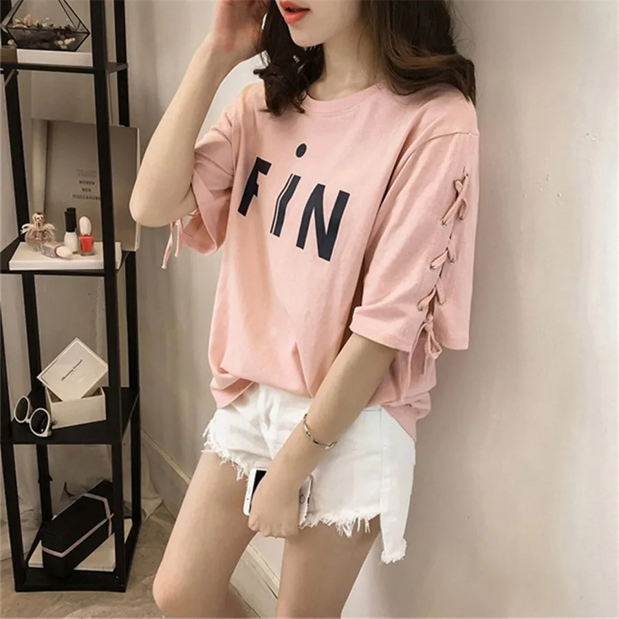 Плюс Размеры Топы Женщины T рубашка Лето 2017 повседневные короткий рукав Узелок