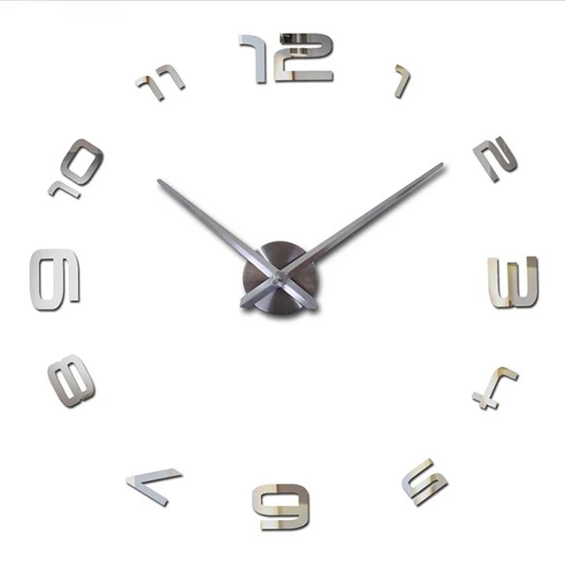 Hot Digital Fashion Style Wall Watches Rushed MirrorLarge Clock Modern Design Sticker Quartz Clocks Aedhesive | Дом и сад