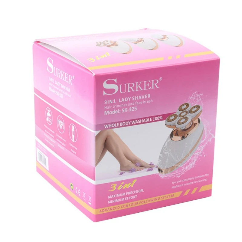 3 в 1 USB перезаряжаемое женское средство для безболезненного удаления волос ног