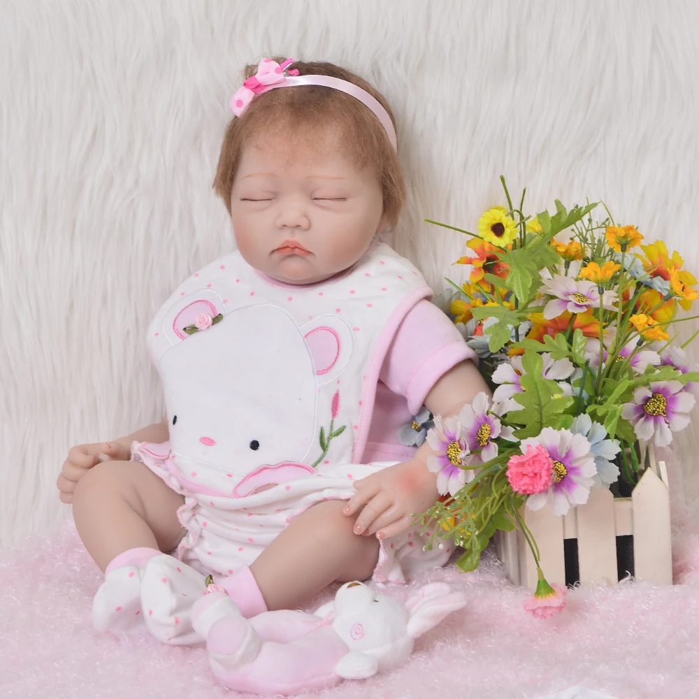 

22 Inch KEIUMI Stuffed Dolls Soft Silicone Doll Reborn Real Like Sleeping Reborn Dolls Baby Girl Playmate For kids Birthday Gift