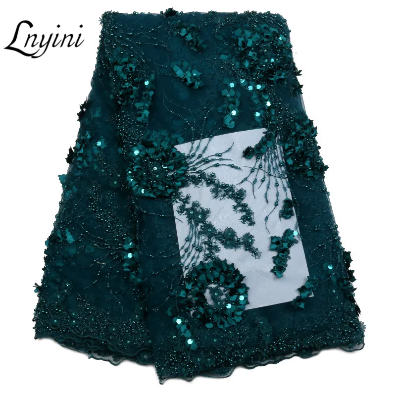 2018 Последняя французская кружевная ткань ручной работы с бусинами