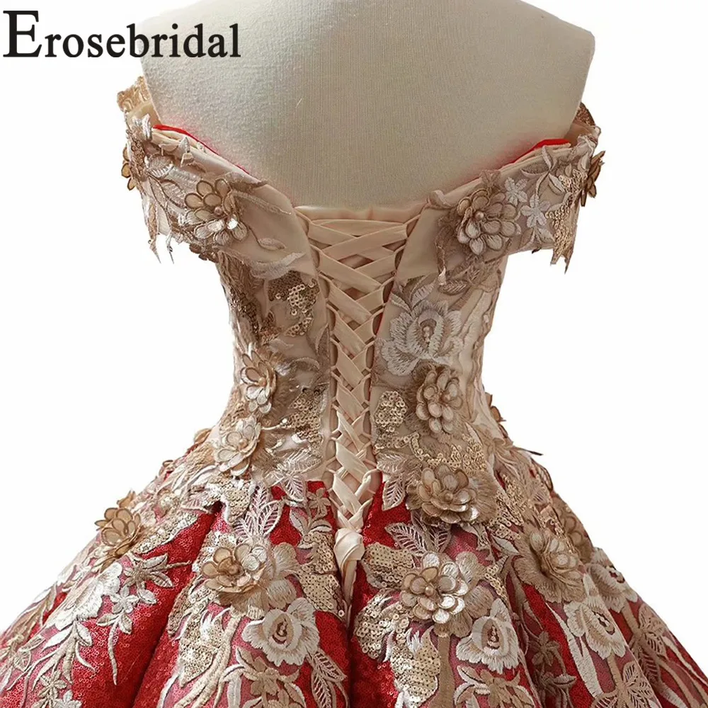 Erosebridal Новое поступление 2019 длинное вечернее платье без бретелек бальное вышитое