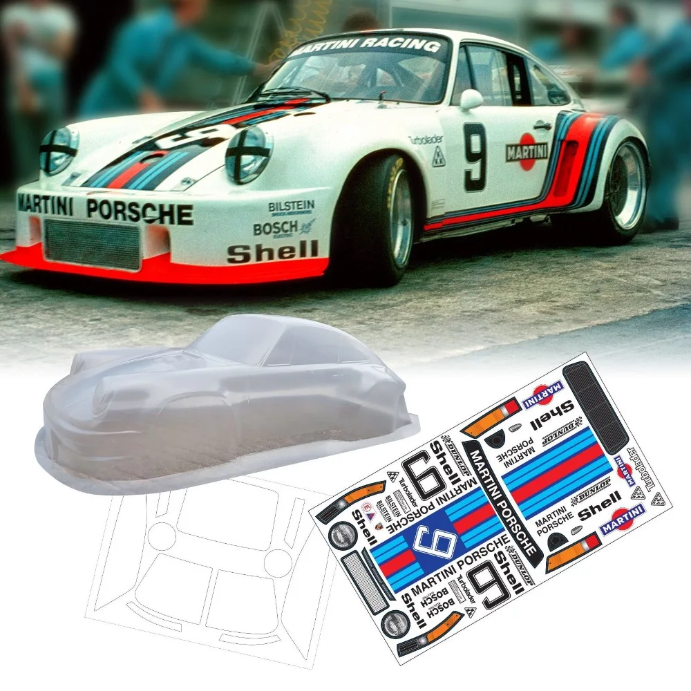 Team C 1/10 911 Porchee 210mm Clear body with stickers Decals for Kyosho Tamiya raxxas Losi On Road Car | Игрушки и хобби
