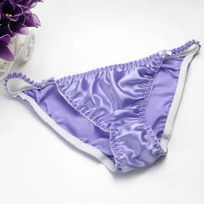 Модные шелковые сексуальные трусики, Женские Трусы-стринги - Цвет: purple