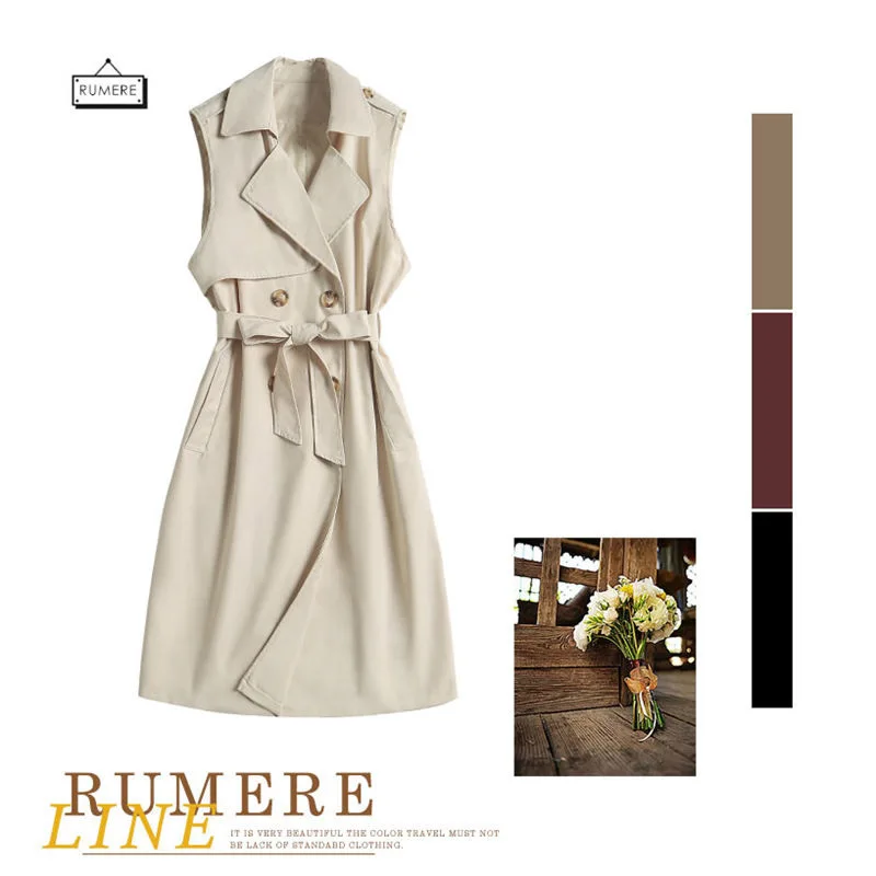 Женский Повседневный Свободный жилет без рукавов длинный ветровки куртка