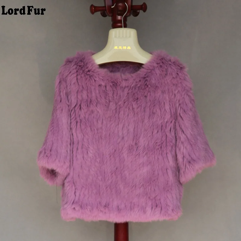 (TopFurMall) женская вязаная куртка с кроличьим мехом пальто круглым вырезом