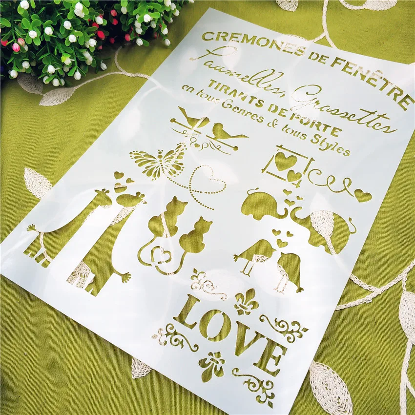 Трафареты для скрапбукинга в виде любовных животных Пластиковая форма с