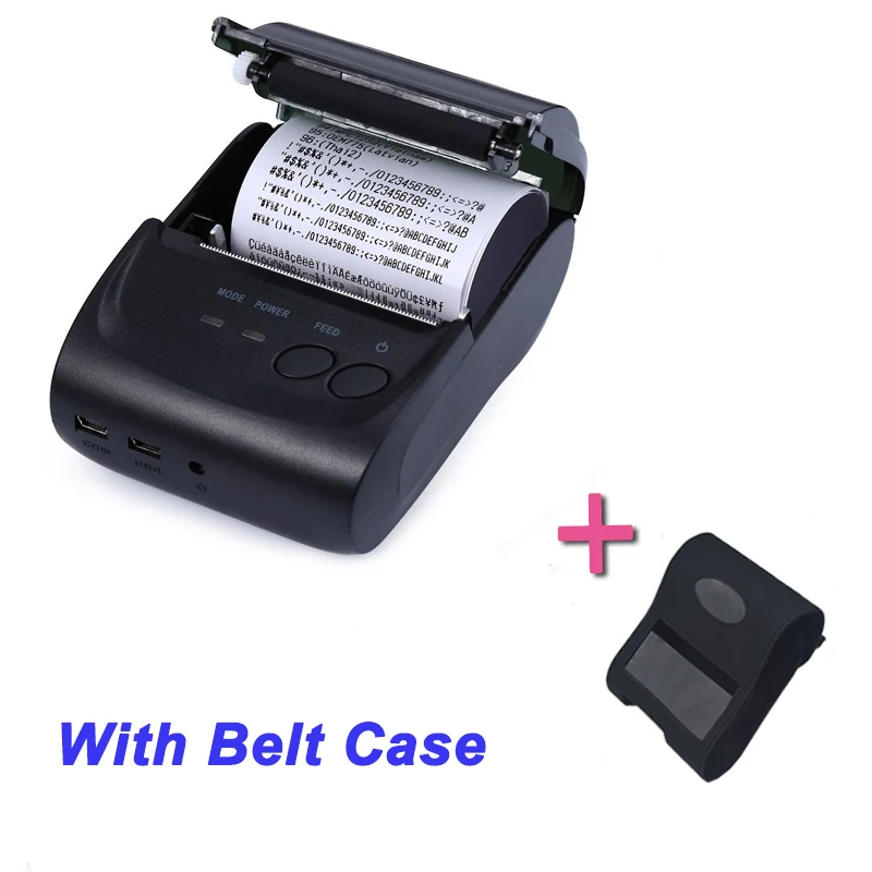 Printer with Belt Мини Bluetooth принтер термопринтер квитанция билетов USB портативный беспроводной для Android IOS и Windows 58 мм принтер - Цвет: Printer with Belt