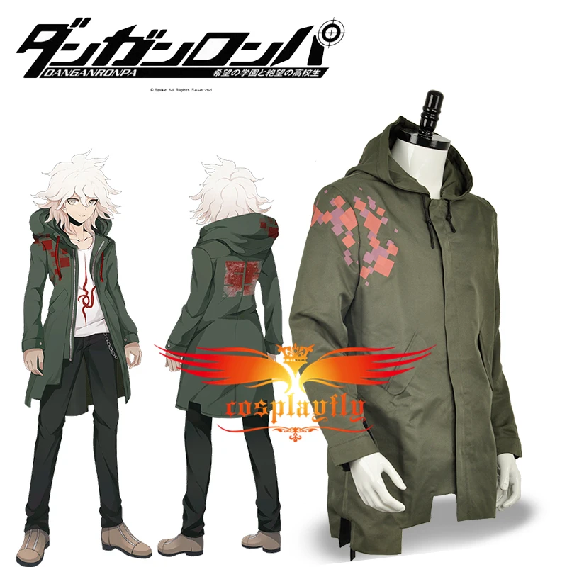 Супер Danganronpa 2 Nagito Komaeda Nagito армейский зеленый цвет куртка рубашка брюки полный комплект Косплей Костюм(пожалуйста, сообщите нам ваш пол