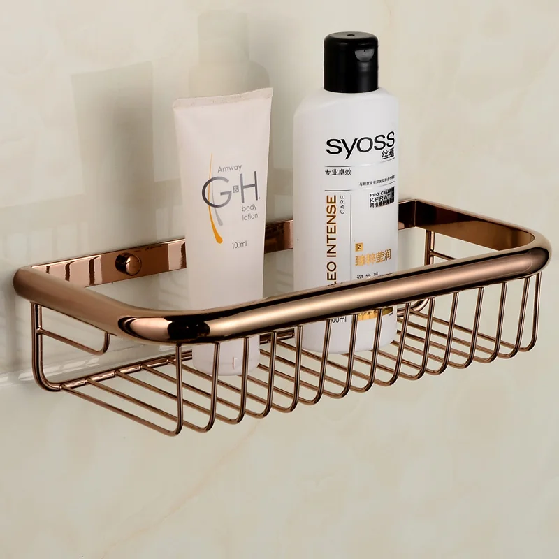 Однослойная/двухслойная полка для ванной комнаты золотистая латунная корзина