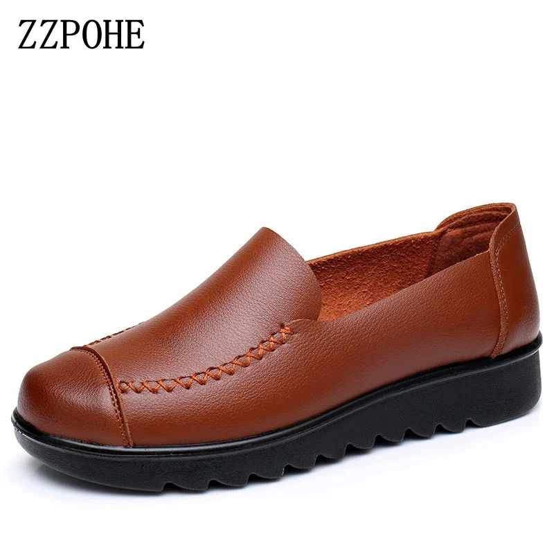 ZZPOHE/Новая женская модная обувь на весну-осень кожаные Нескользящие рабочие туфли
