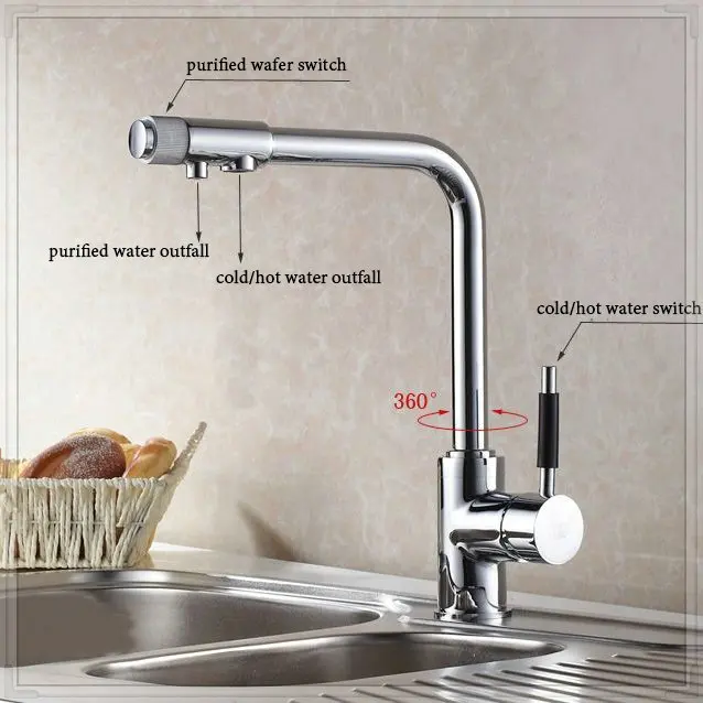 Single Handle water purifier faucet Kitchen Swivel Basin Sink Faucet Vanity Brass Mixer Tap Chrome Crane cocina HJ-0174 | Обустройство