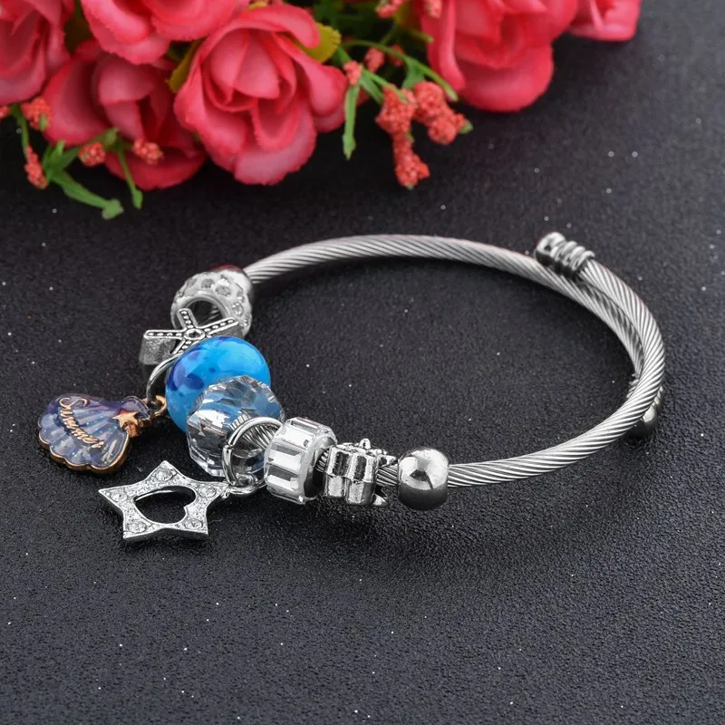 

TOUCHEART Blue Star Shell Fancy Style Girl Party Colorful Beaded Handmade Adjustable Bracelet Charms For Women Bangles SBR180105