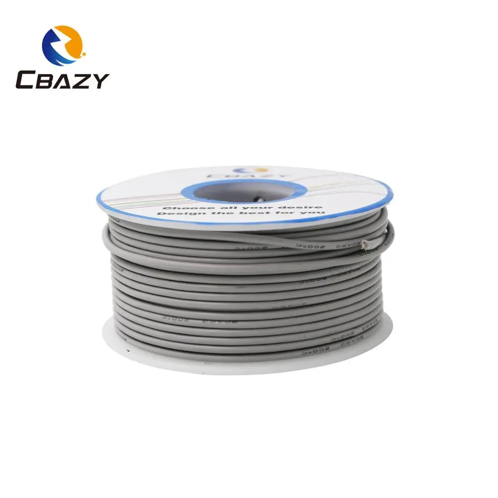 Серый CBAZY силиконовый 24AWG 30 м гибкий силиконовый провод и кабель Луженая медная проволока многожильный провод 10 цветов на выбор DIY проводное соединение - Цвет: Серый