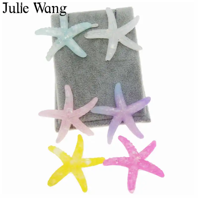 Julie Wang 6 шт. 40x36 мм полимерные Большие морские звезды с плоским основанием Кабошоны