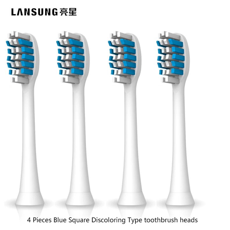 4 насадки для зубных щеток для LANSUNG I1 - Цвет: 4 blue square