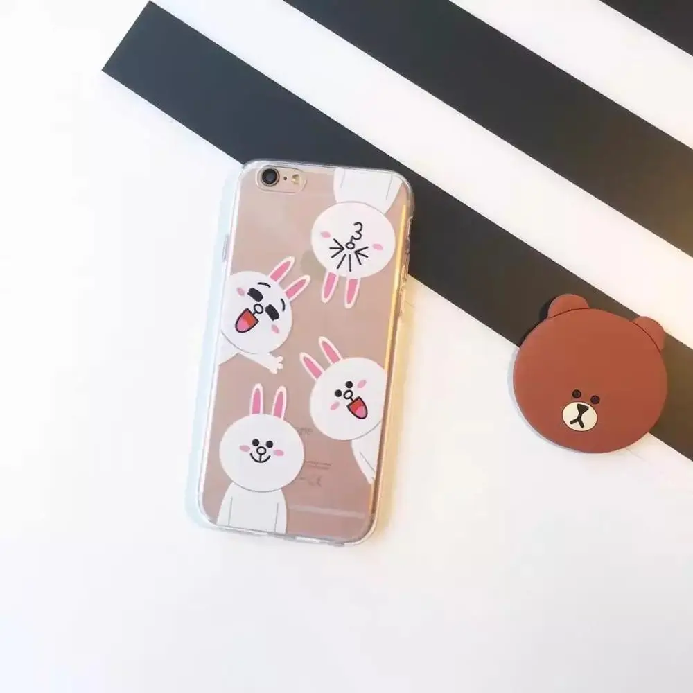 Оптовая продажа 10 шт./лот Line Друзья Браун Кони Ясно Вернуться ТПУ Узкие Обложка