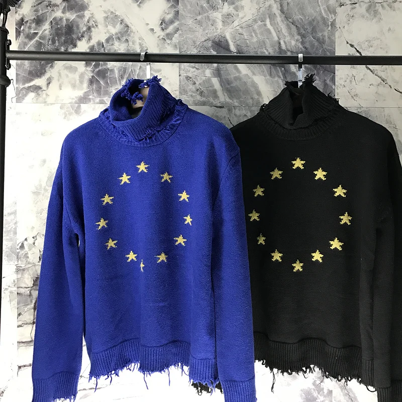 2019ss Vetements лучшая версия 1:1 качество европейский стиль звезды вышивка водолазка
