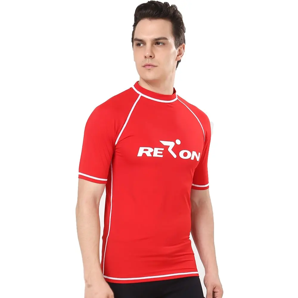 REALON, короткие рукава, Рашгард UPF50+, Солнцезащитная рубашка, Рашгард, купальник, подводное плавание, базовая кожа, для серфинга, плавания, езды на велосипеде, футболки, пляж