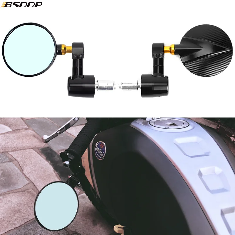 

Universal CNC Aluminum Off road MOTORCYCLE BLACK ROUND HANDLE BAR END MIRRORS RACER FOR Honda Suzuki Kawasaki BMW KTM