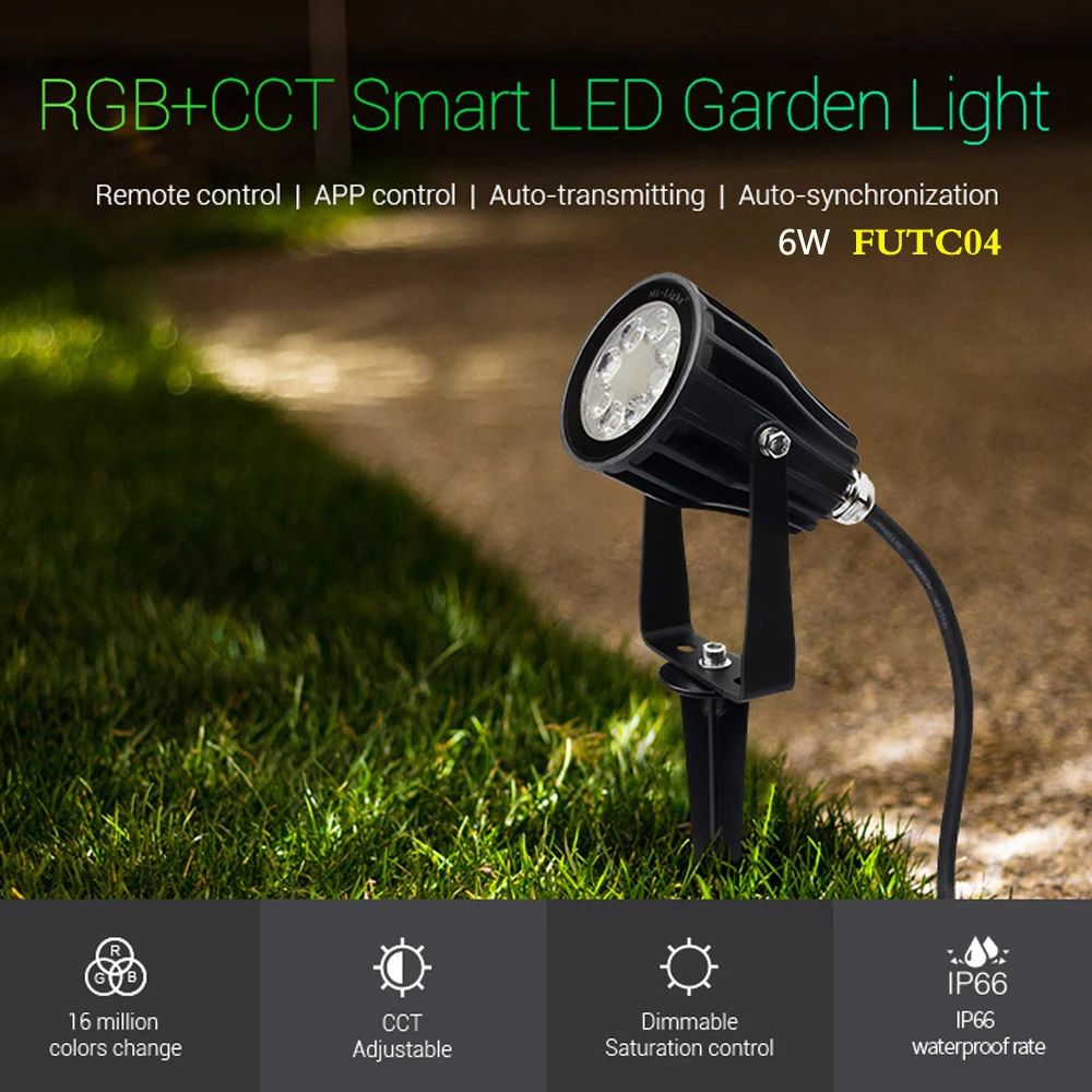 

Новая умная светодиодная садовая лампа 6 Вт RGB + CCT, водонепроницаемое Наружное освещение IP66, переменный ток 220 В для украшения зеленого прост...