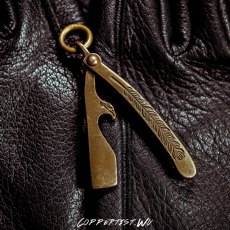 Type 2 Coppertist. wu бритвенный портативный открывалка для бутылок бронзовый брелок латунный брелок для ключей ручной работы Золотое модное кольцо для ключей с сумочкой кулон - Цвет: Type 2