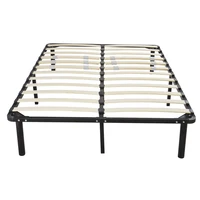 745314 wooden bed slat and metal iron stand full size iron bed black