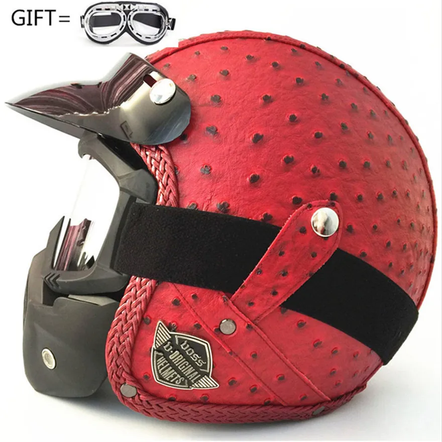 Мотоциклетный шлем в стиле ретро винтажный из синтетической кожи Casco Moto Cruiser