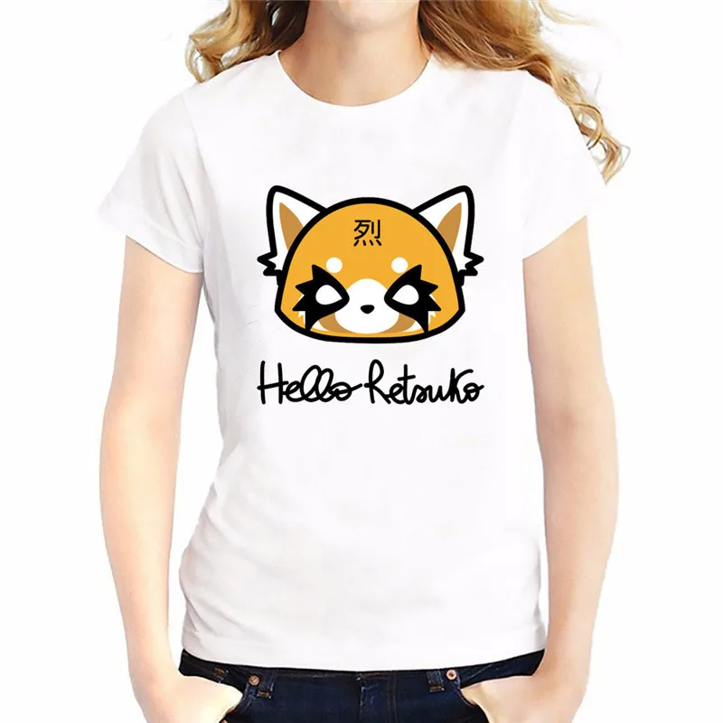 Футболка Aggretsuko женская с аниме кавайная Милая мультяшная модная футболка Harajuku