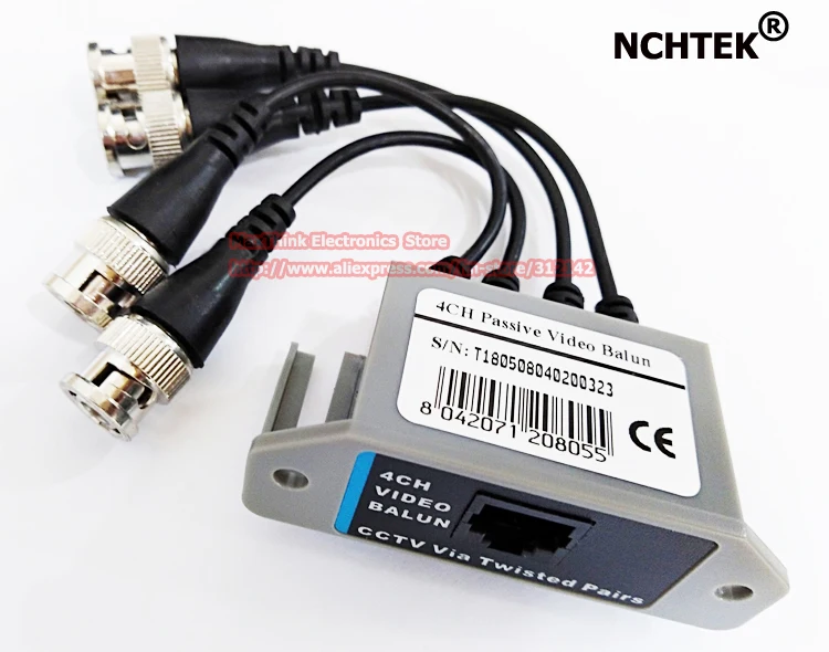 4 канальный BNC разъем NCHTEK пассивный витой видеоразъем для системы
